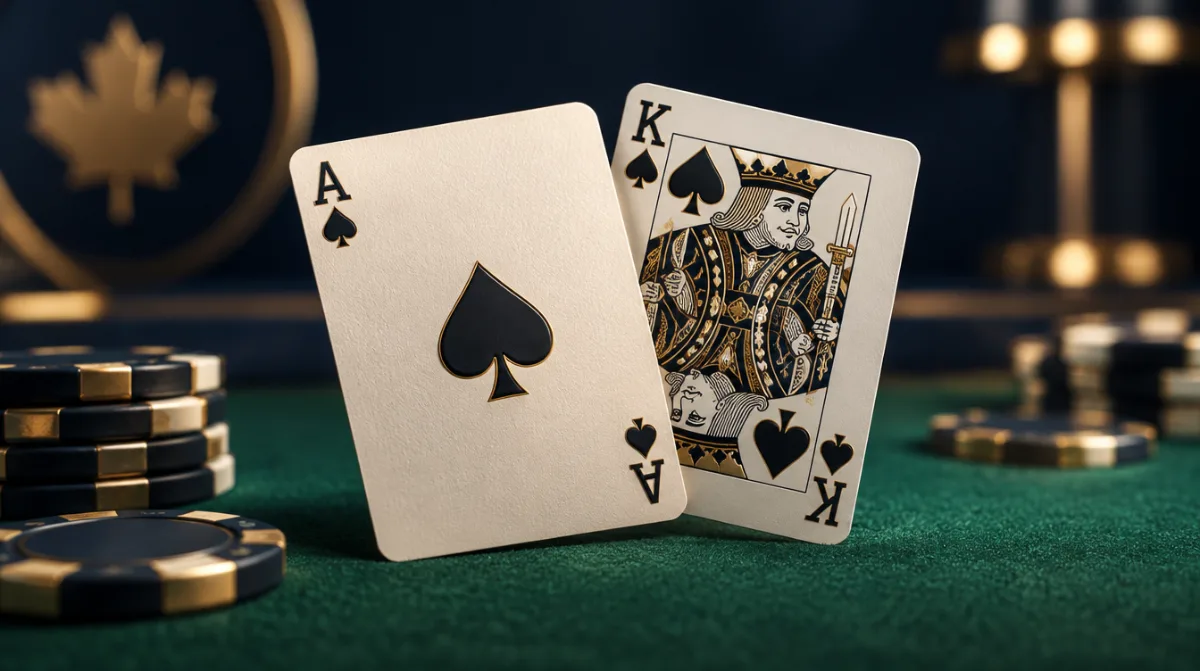 An ace and a king of spades on green felt