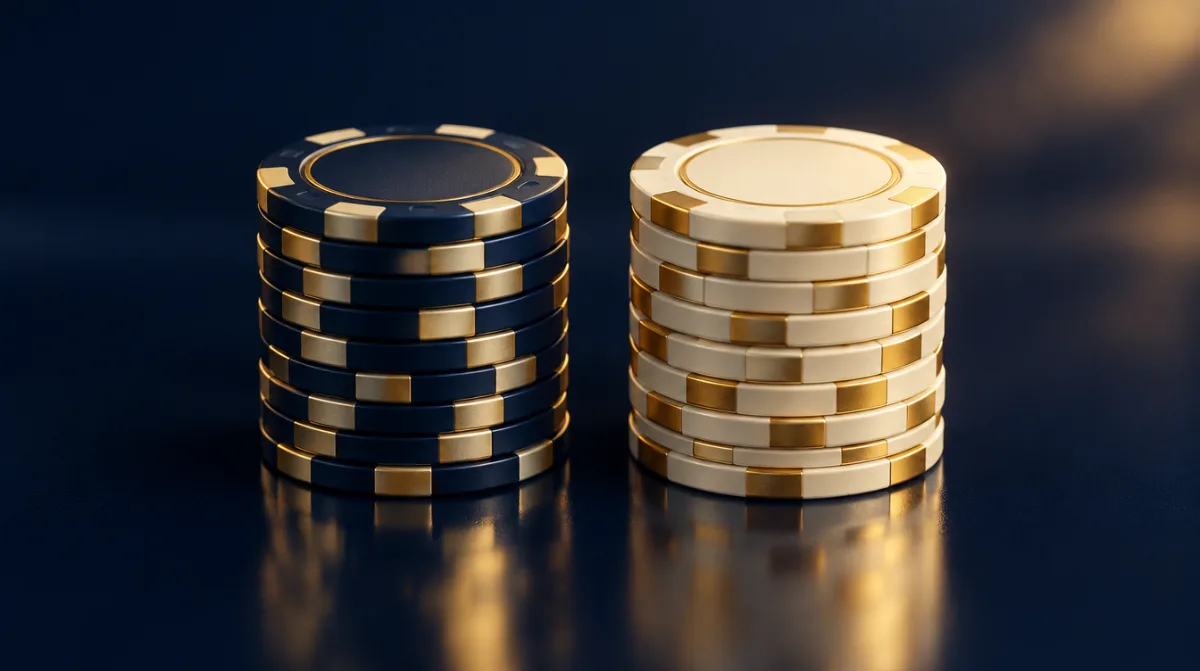 A chip stack with an identical stack appearing beside it in light
