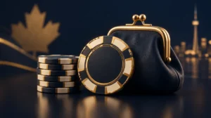 A tiny stack of chips beside a large one, with a coin purse