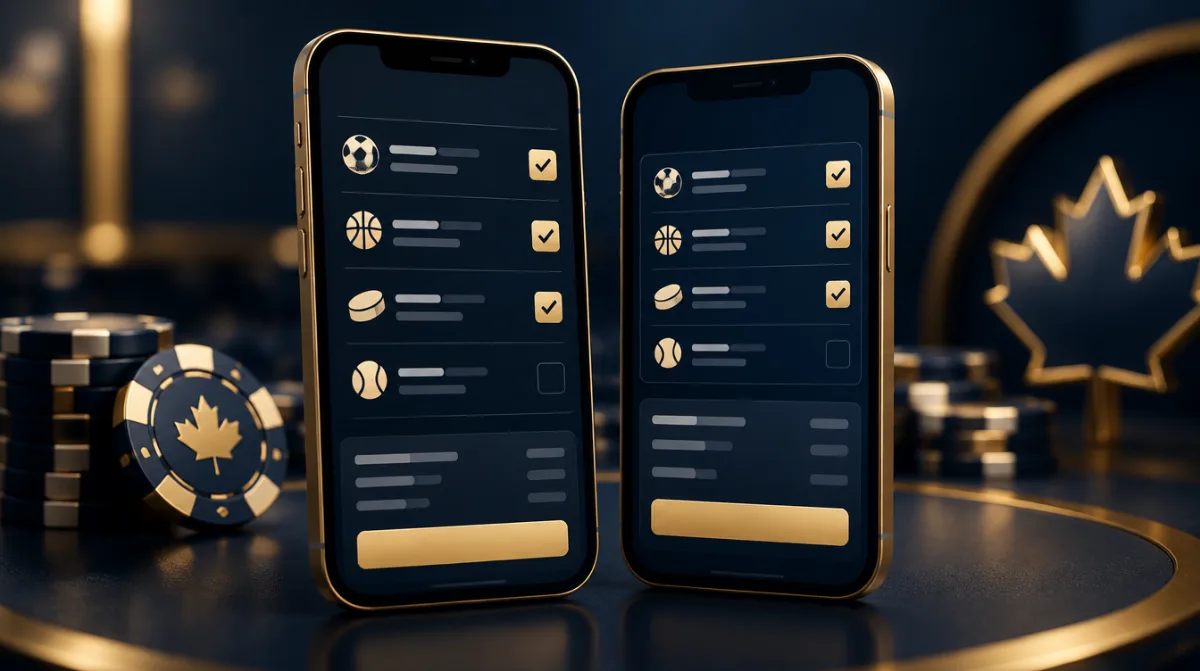Two smartphones side by side showing betting slips
